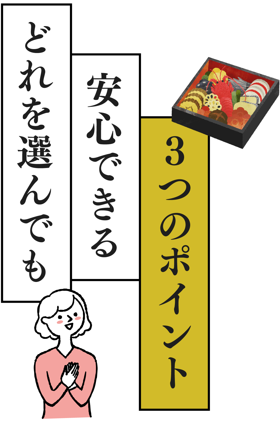 どれを選んでも安心できる３つのポイント